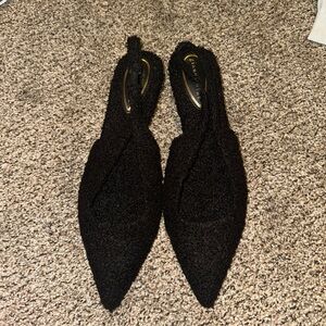 Gianni Bini Black Textured Slingback Flats